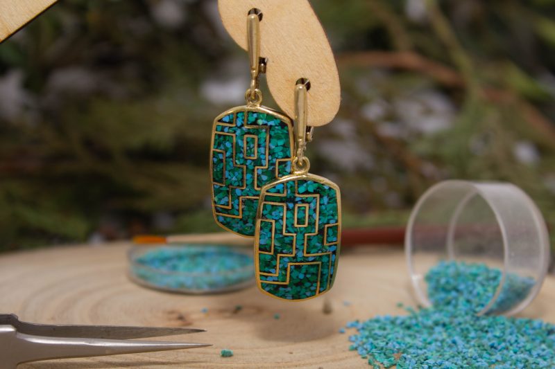 Brass Micro Mosaic Earring - Image 4