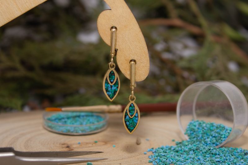 Brass Micro Mosaic Earring - Image 4