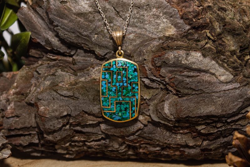 Brass Micro Mosaic Necklace - Image 4