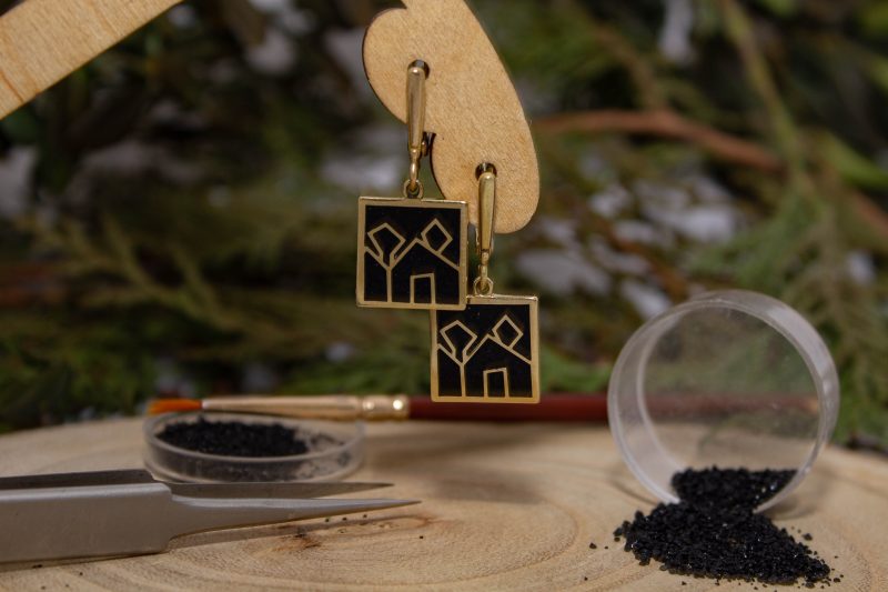 Brass Micro Mosaic Earring - Image 4