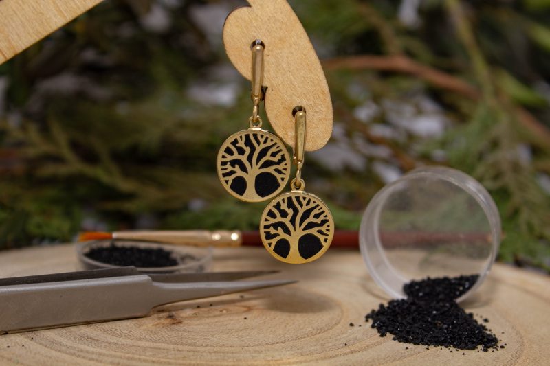 Brass Micro Mosaic Earring - Image 4
