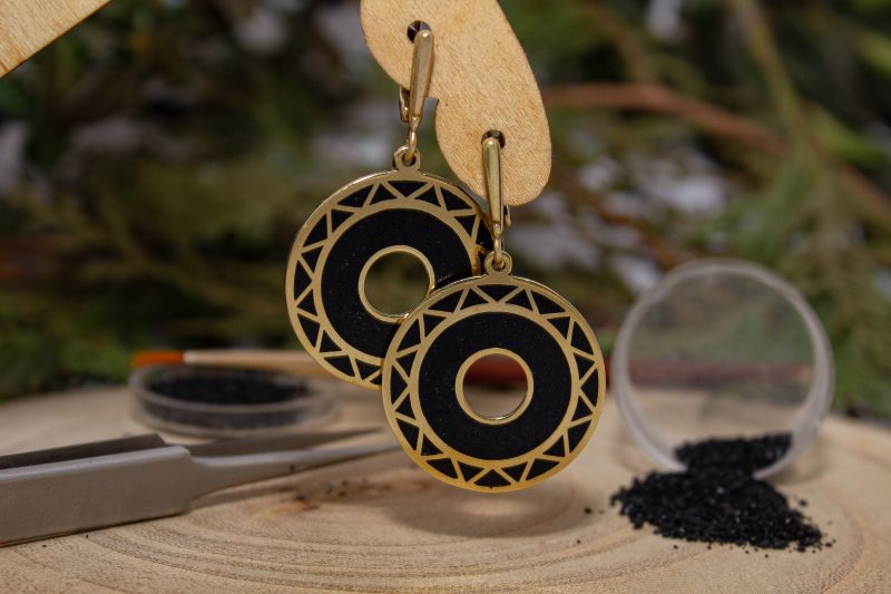 Brass Micro Mosaic Earring - Image 4