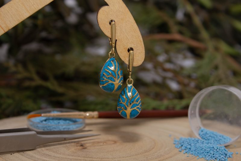 Brass Micro Mosaic Earring - Image 4