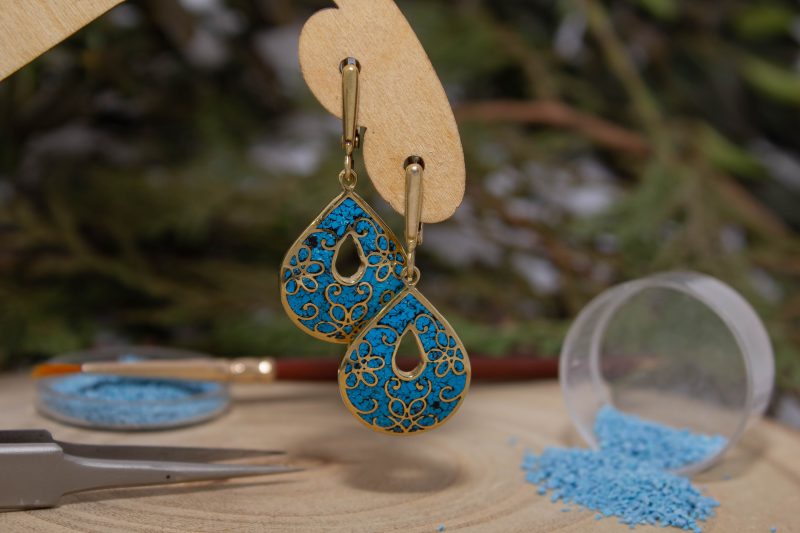 Brass Micro Mosaic Earring - Image 4