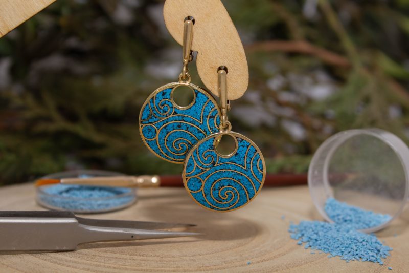 Brass Micro Mosaic Earring - Image 2