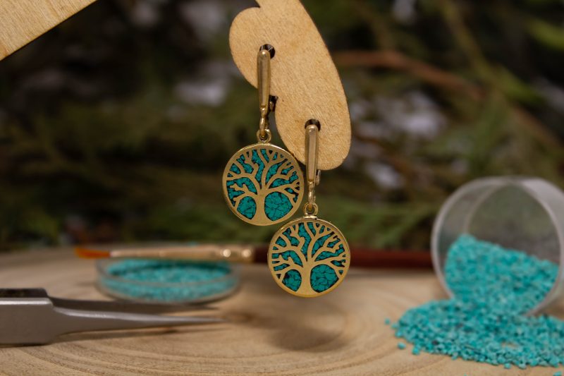 Brass Micro Mosaic Earring - Image 4