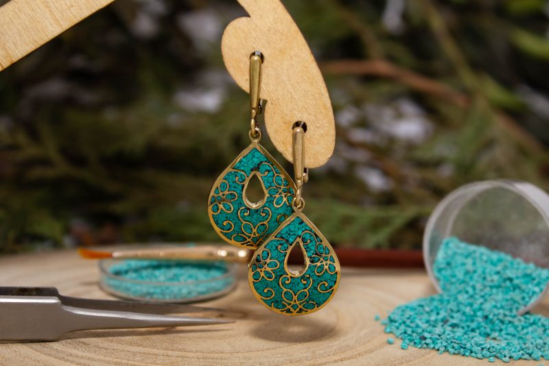 Brass Micro Mosaic Earring - Image 4