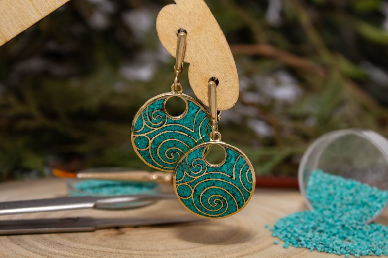Brass Micro Mosaic Earrings - Image 4