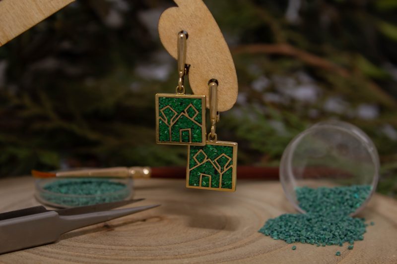 Brass Micro Mosaic Earring - Image 4