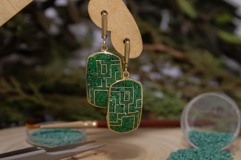 Brass Micro Mosaic Earring - Image 4