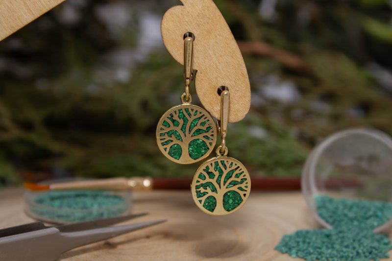 Brass Micro Mosaic Earring - Image 4