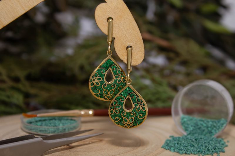 Brass Micro Mosaic Earring - Image 4