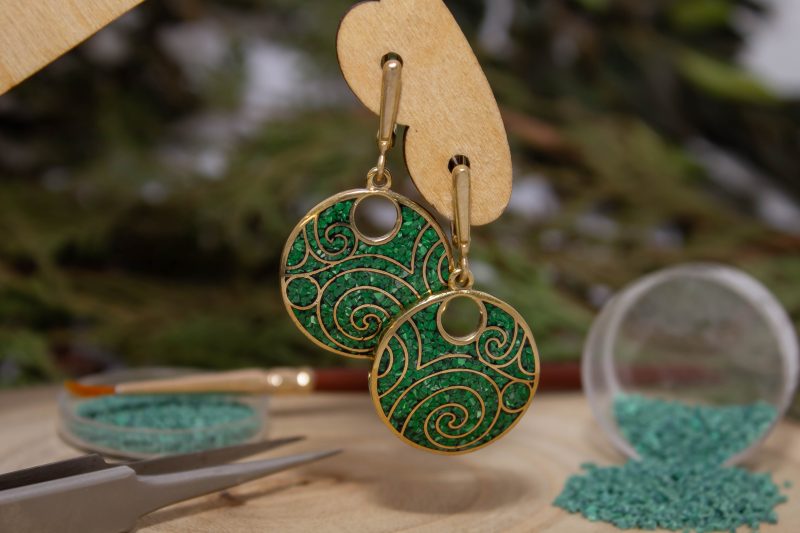 Brass Micro Mosaic Earring - Image 4