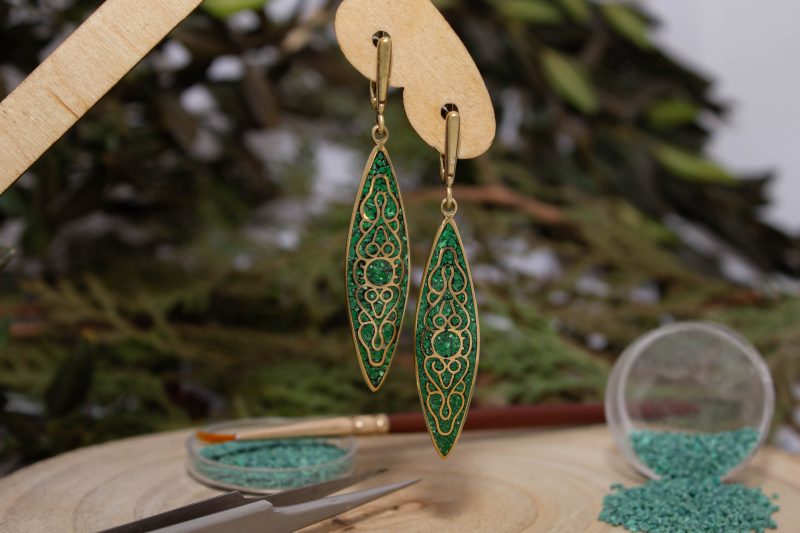 Brass Micro Mosaic Earring - Image 4