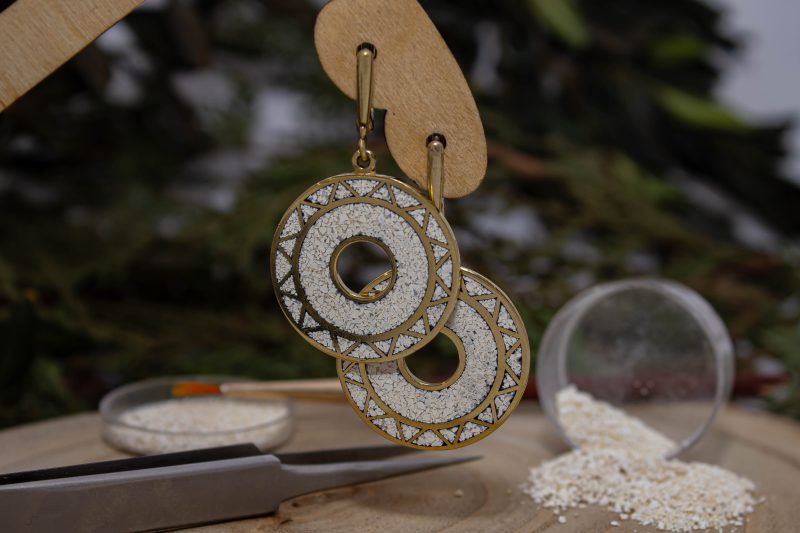 Brass Micro Mosaic Earring - Image 4
