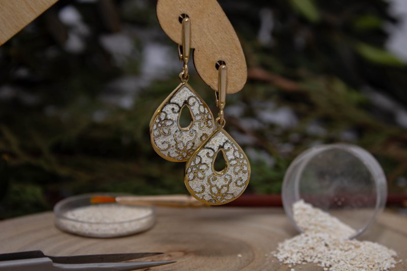 Brass Micro Mosaic Earring - Image 4