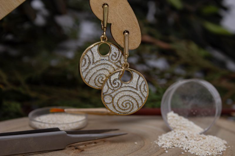 Brass Micro Mosaic Earring - Image 4