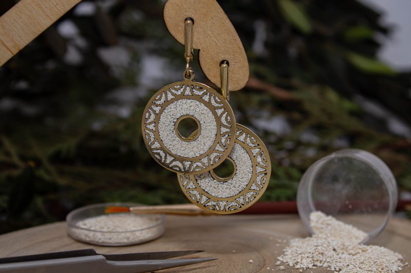 Brass Micro Mosaic Earring - Image 4