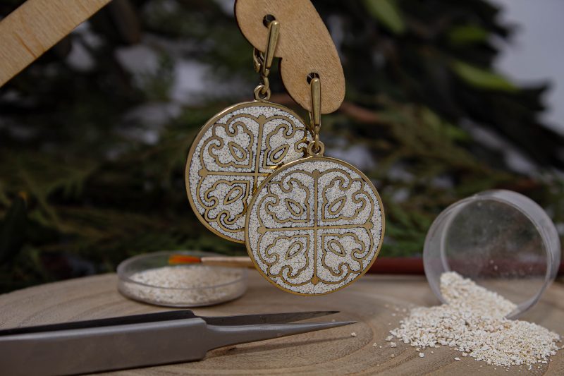 Brass Micro Mosaic Earring - Image 4