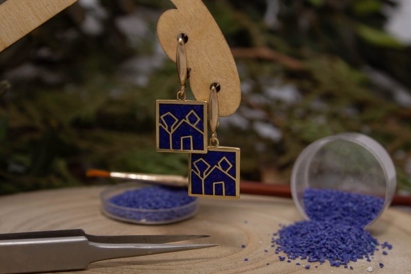 Brass Micro Mosaic Earring - Image 4