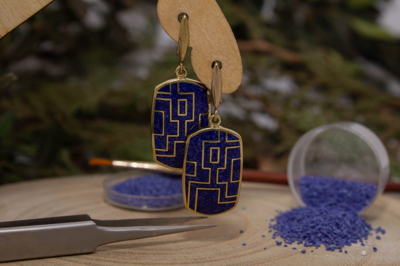 Brass Micro Mosaic Earring - Image 4