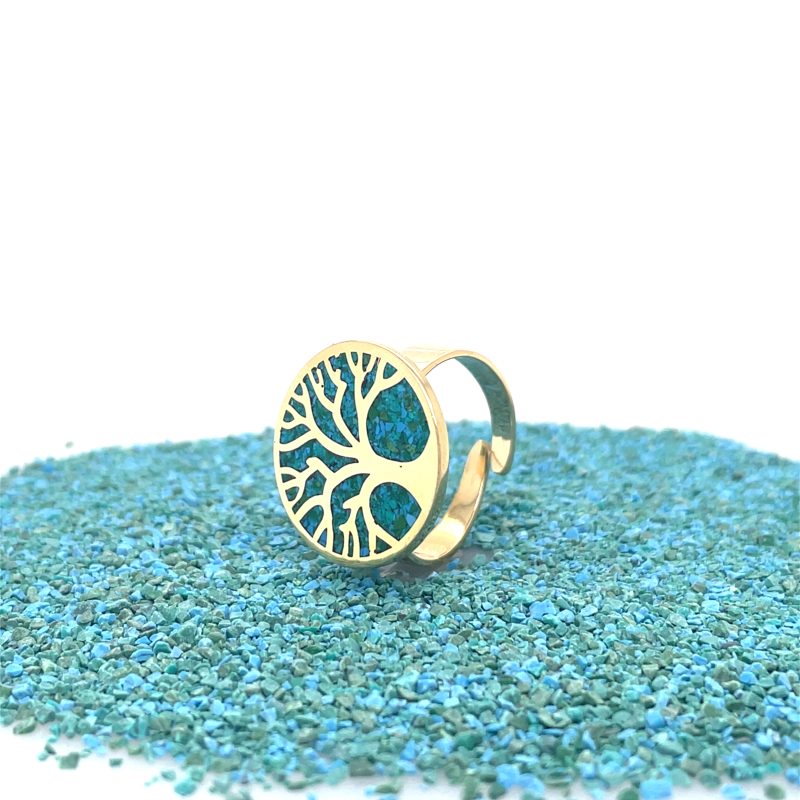 Brass Micro Mosaic Disc Ring