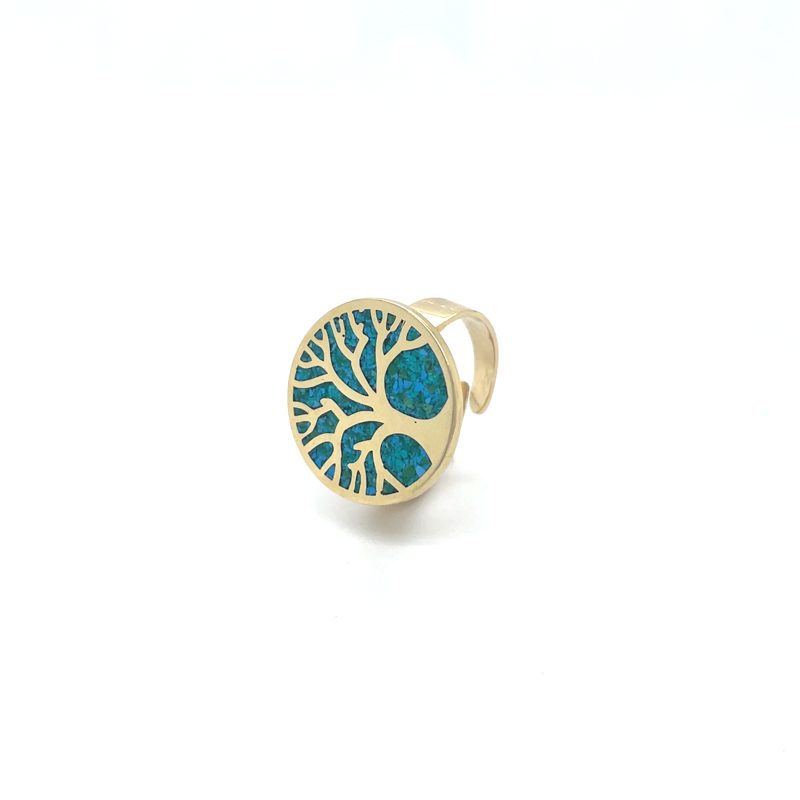 Brass Micro Mosaic Disc Ring - Image 2