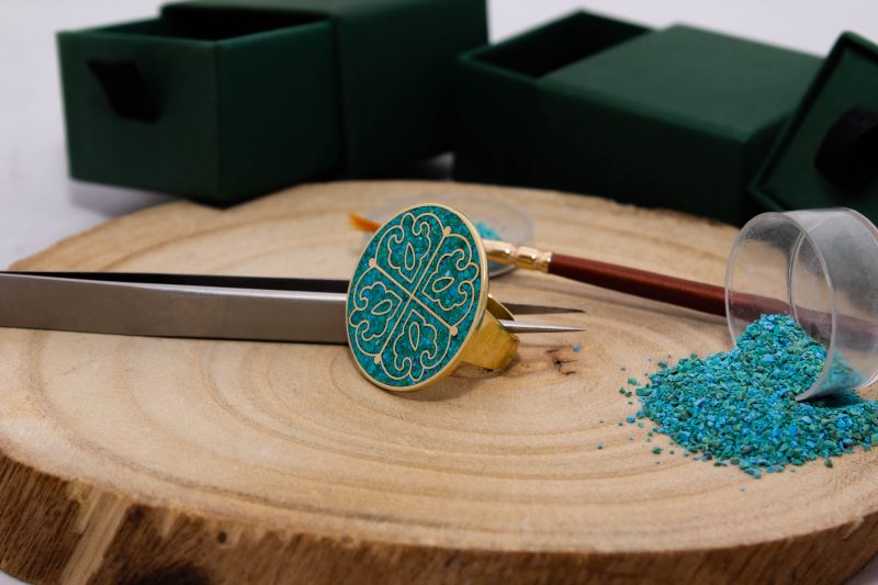 Brass Micro Mosaic Disc Ring - Image 5
