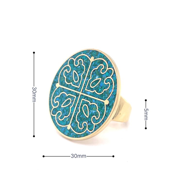 Brass Micro Mosaic Disc Ring - Image 3