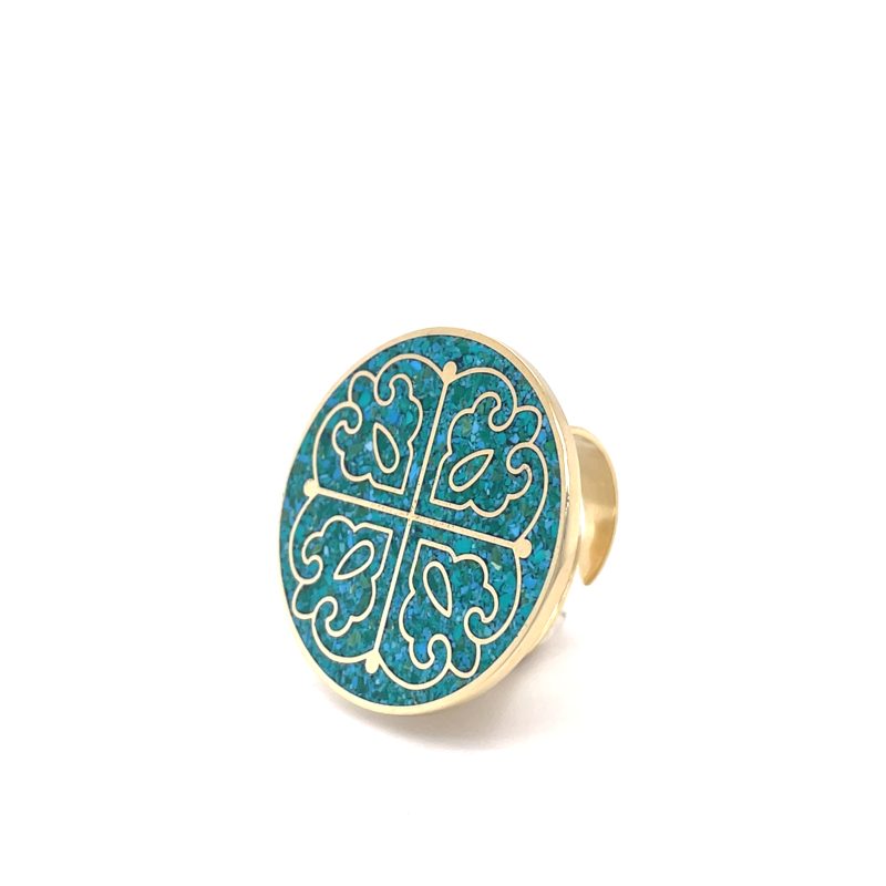 Brass Micro Mosaic Disc Ring - Image 2
