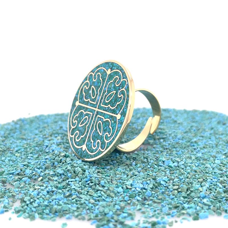 Brass Micro Mosaic Disc Ring
