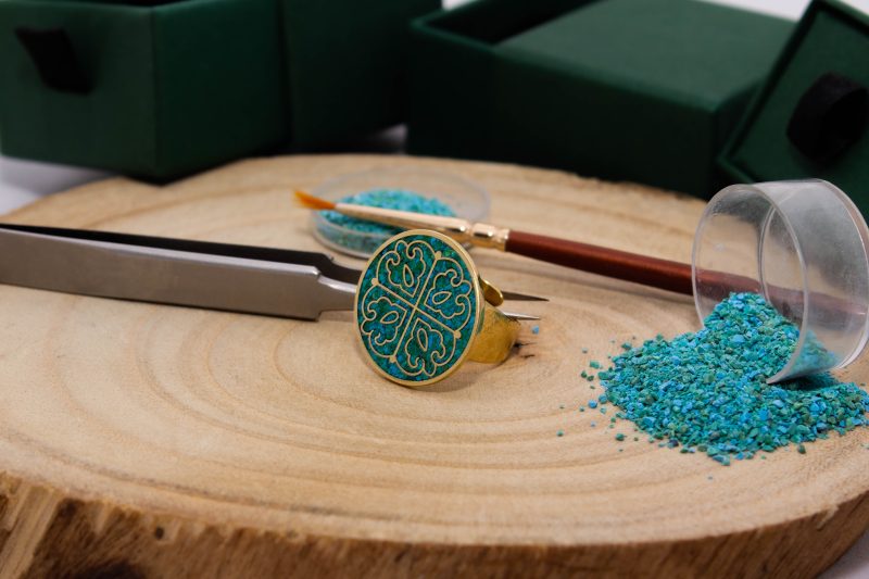 Brass Micro Mosaic Disc Ring - Image 4
