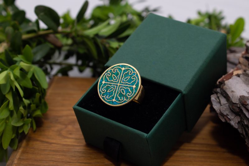 Brass Micro Mosaic Disc Ring - Image 5