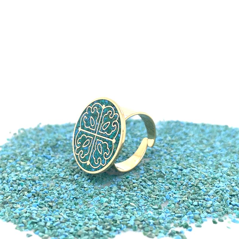 Brass Micro Mosaic Disc Ring