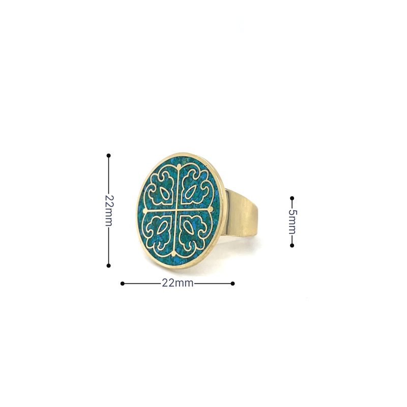 Brass Micro Mosaic Disc Ring - Image 3