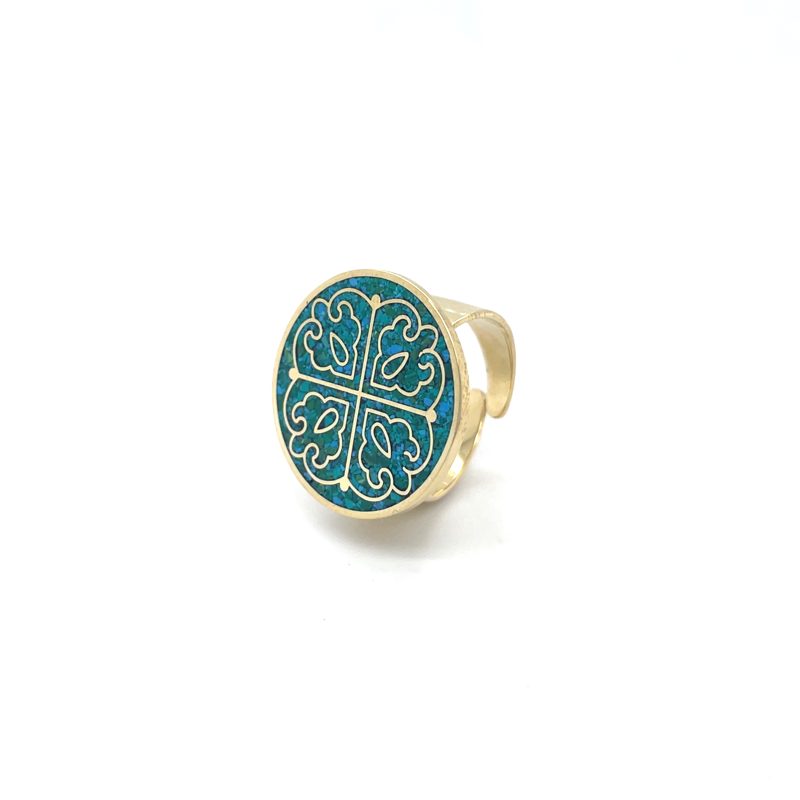 Brass Micro Mosaic Disc Ring - Image 2
