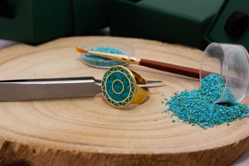 Brass Micro Mosaic Disc Ring - Image 4