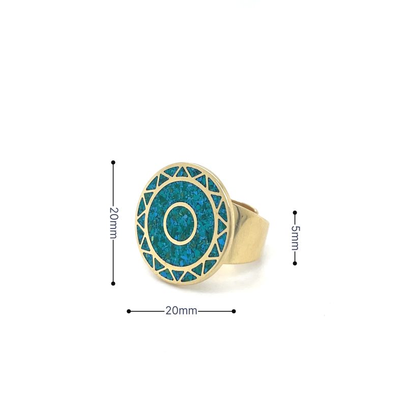 Brass Micro Mosaic Disc Ring - Image 3