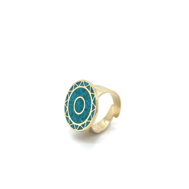 Brass Micro Mosaic Disc Ring - Image 2