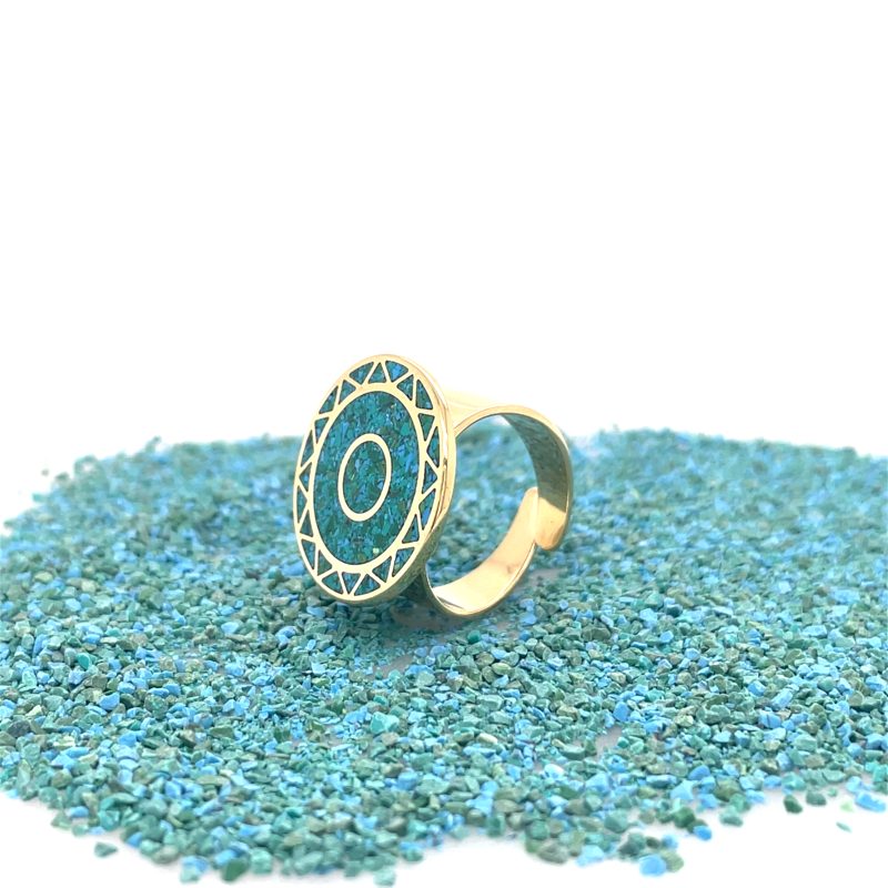 Brass Micro Mosaic Disc Ring