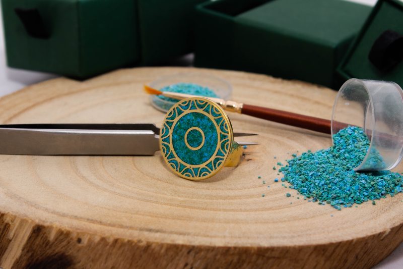 Brass Micro Mosaic Disc Ring - Image 4