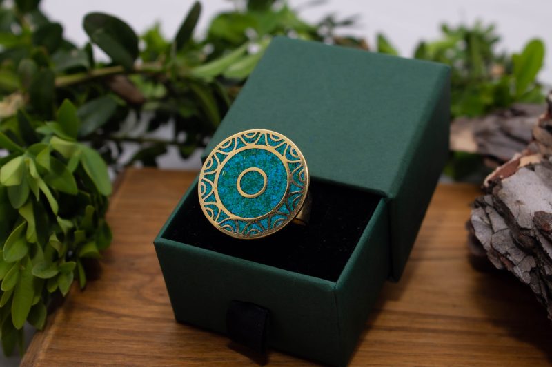 Brass Micro Mosaic Disc Ring - Image 5