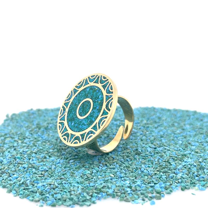 Brass Micro Mosaic Disc Ring