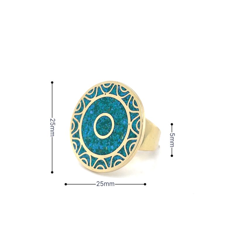 Brass Micro Mosaic Disc Ring - Image 3