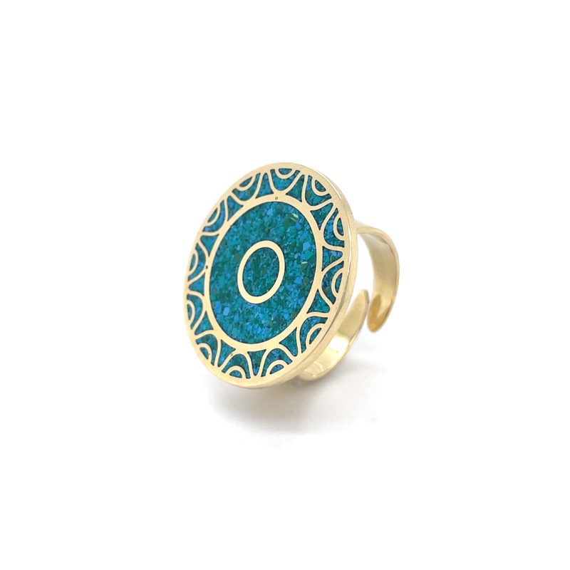 Brass Micro Mosaic Disc Ring - Image 2
