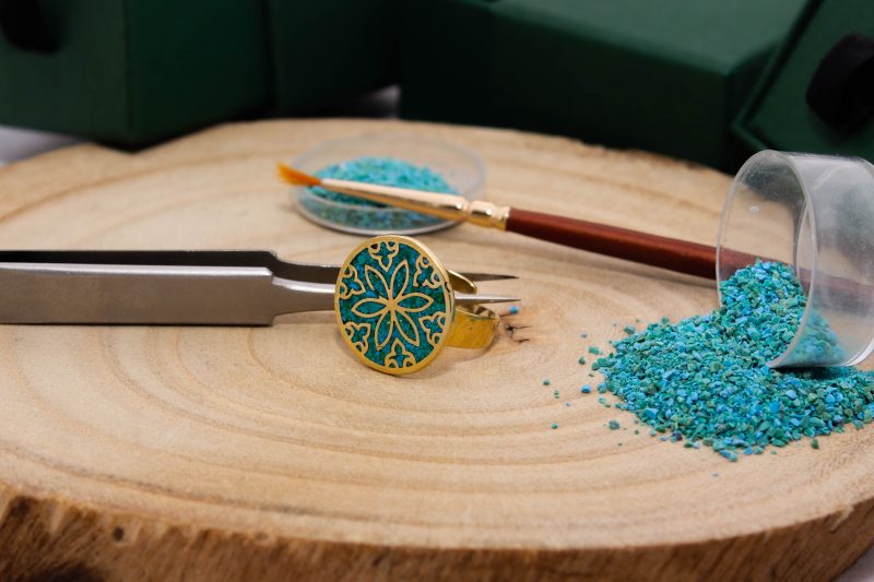Brass Micro Mosaic Disc Ring - Image 4