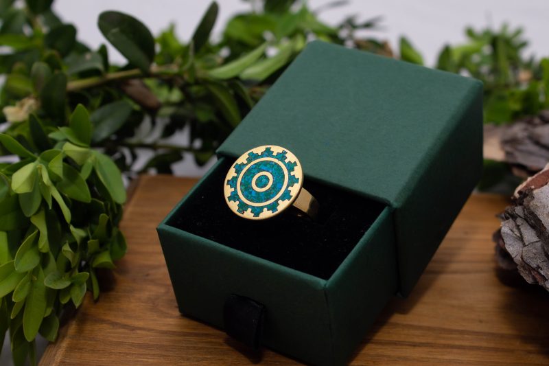 Brass Micro Mosaic Disc Ring - Image 5