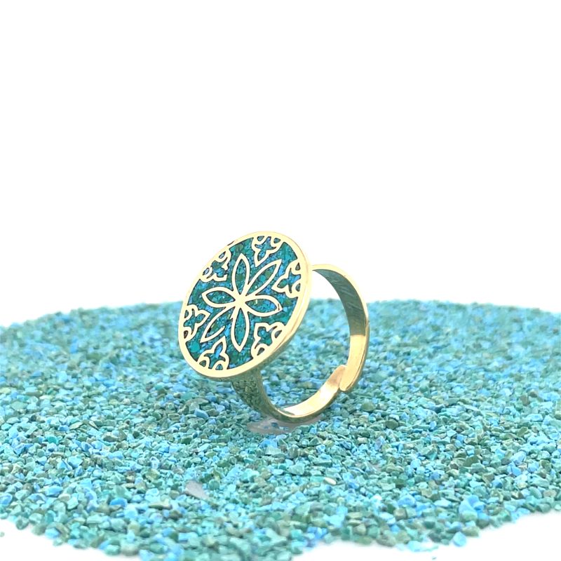 Brass Micro Mosaic Disc Ring