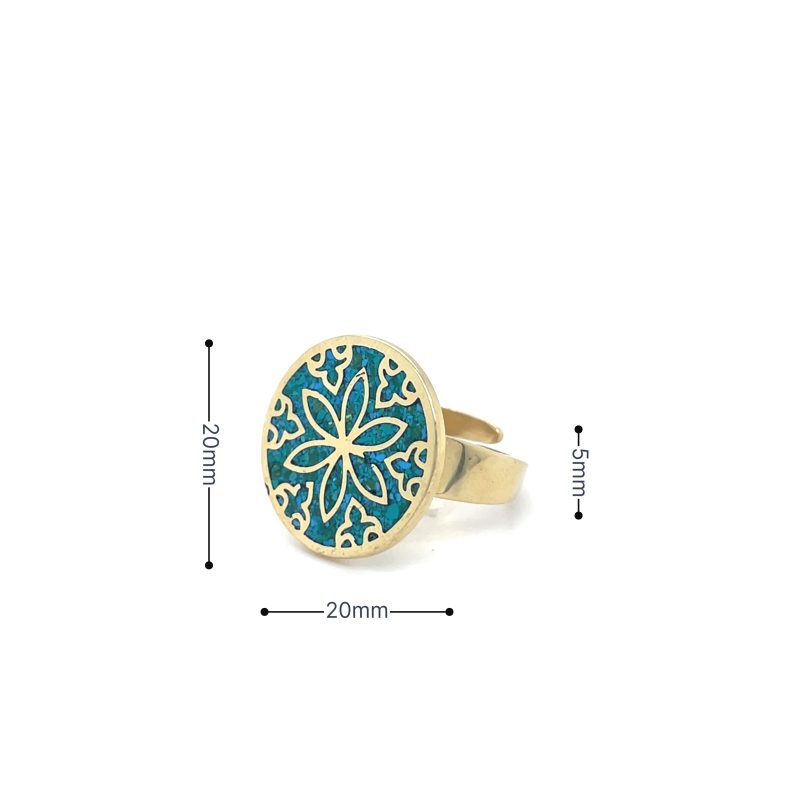 Brass Micro Mosaic Disc Ring - Image 3