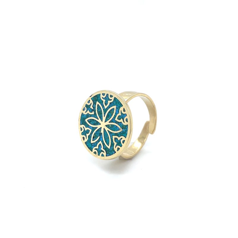 Brass Micro Mosaic Disc Ring - Image 2